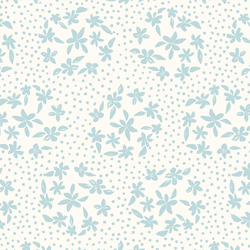 Floral Dot Silhouette in Airy Blue on Ivory