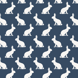 Rabbit Silhouette in Evening Blue