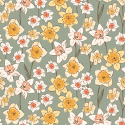 Daffodil Fields in Shaded Moss