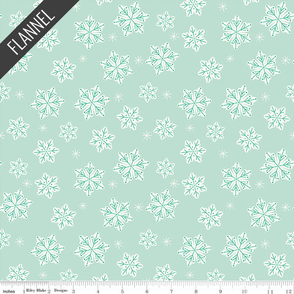 Snowflakes Flannel in Songbird