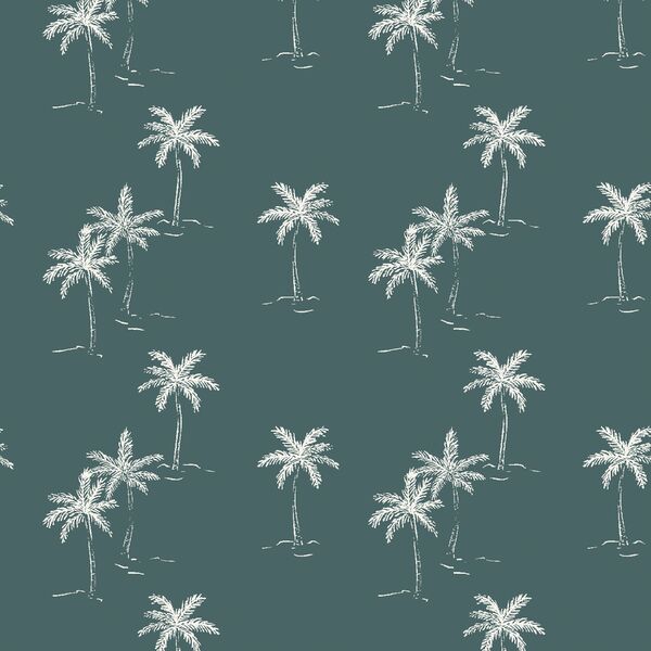 Sketched Palms in Teal Blue