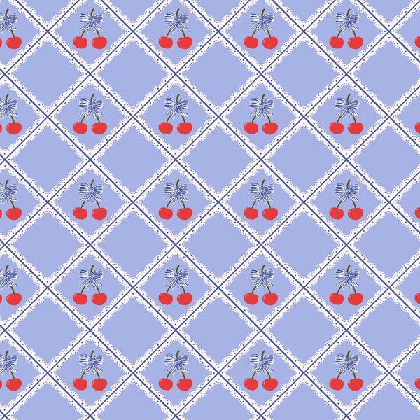 Coquette Cherry Tile in Periwinkle