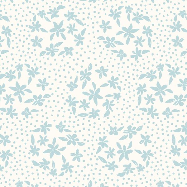 Floral Dot Silhouette in Airy Blue on Ivory