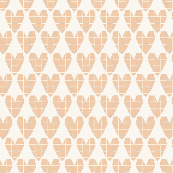 Origami Heart in Almond Pink on Cream