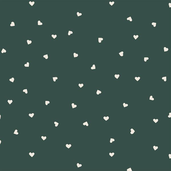 Tiny Hearts in Egret on Verdant Green