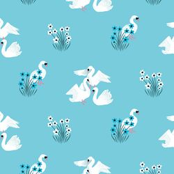 Swans in Spring Rain