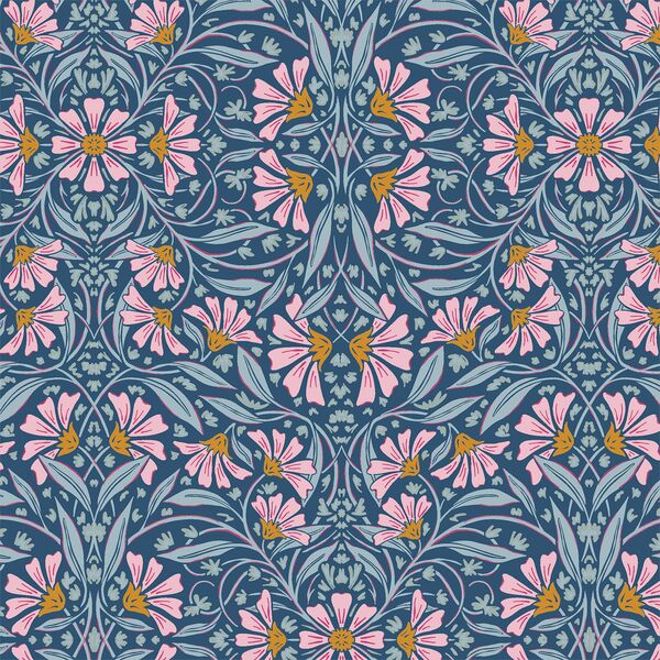 Vintage Vines in Evening Blue