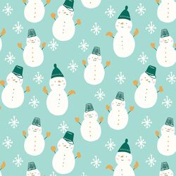Snowmen in Peaceful Aqua