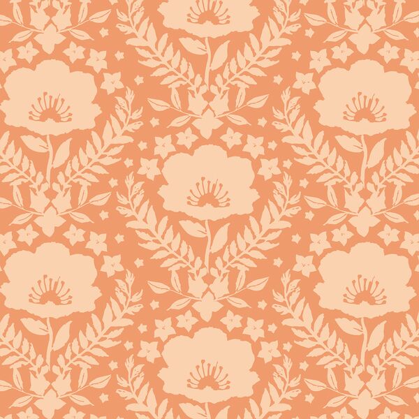 Royal Floral Silhouette in Coral Rose