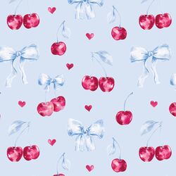 Ribbon Cherries in Sky Blue