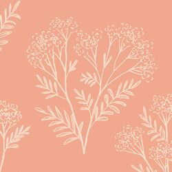 Large Tiny Buds Sketch in Coral