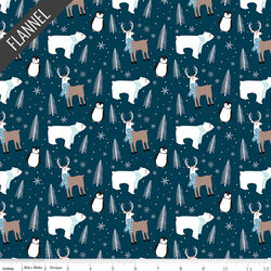 Winter Magic Winter Animals Flannel in Navy