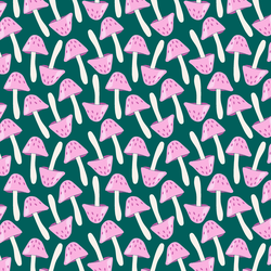 Tossed Toadstools in Deep Teal