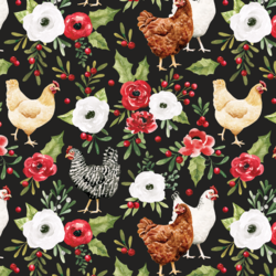 Festive Chickens in Midnight