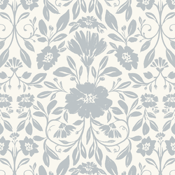 Fleury Tile in Gray Blue on Ivory
