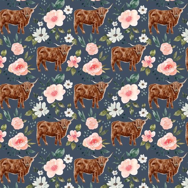 Little Highland Cow in Navy