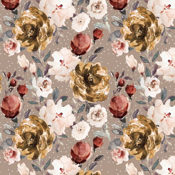 Peonies in Autumn Leaf Dot