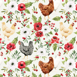 Festive Chickens in Snow