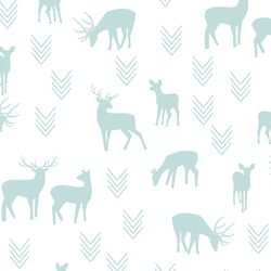 Deer Silhouette in Glacier Blue on White