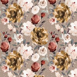 Peonies in Autumn Leaf Dot