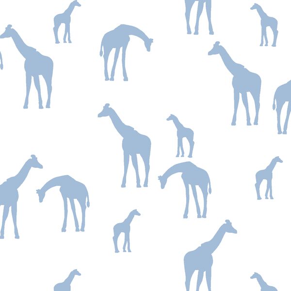Giraffe Silhouette in Water on White