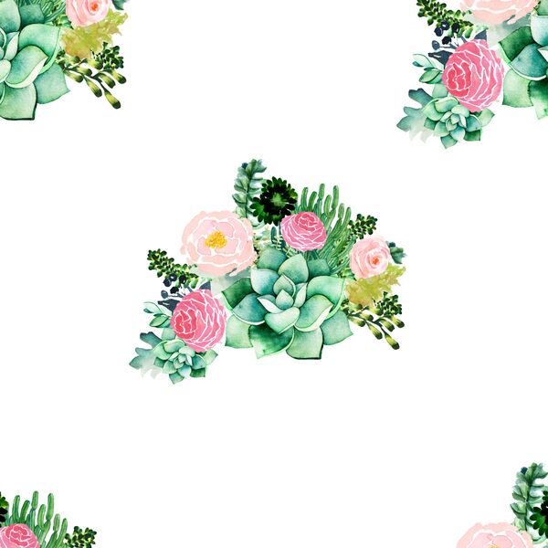 Floral Succulents in White