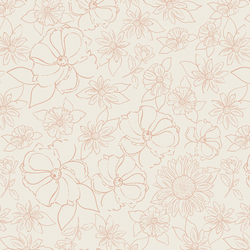 Stamped Floral in Dusky Pink on Ecru