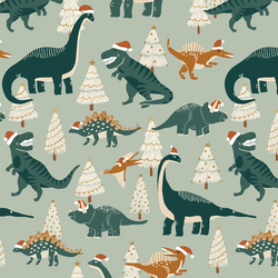 Christmas Dinosaurs in Mint Green