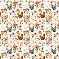 Little Floral Chickens in Cream