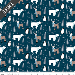 Winter Magic Winter Animals Flannel in Navy