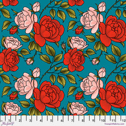 Roses Are Falling in Teal