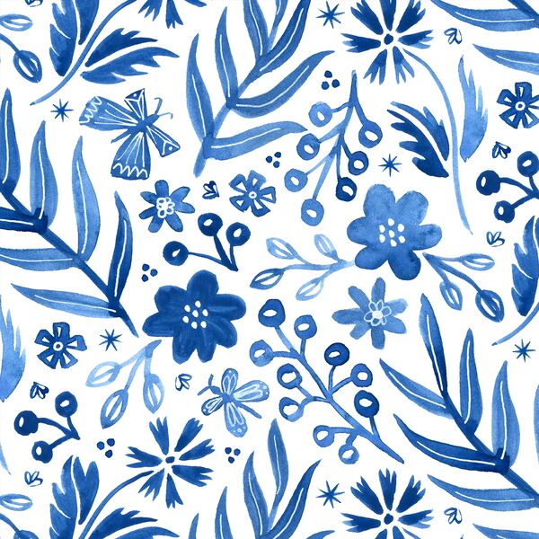 Large Flutter Floral in Azure