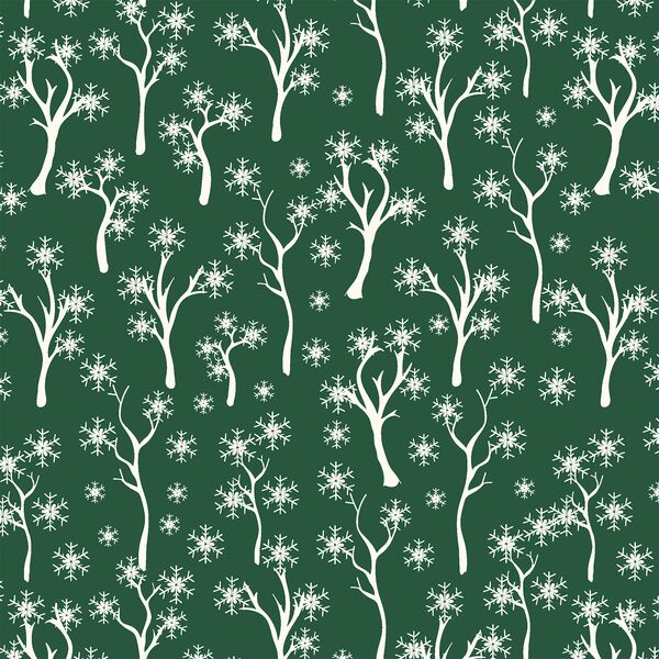 Winter Trees in Forest Green