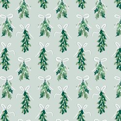 Mistletoe and Holly in Soft Evergreen