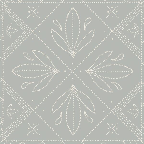 Large Dotted Tile in Cream on Grey