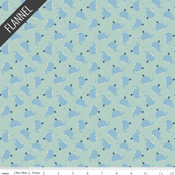 Whales Flannel in Powder