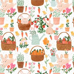 Bunny Picnic in Garden