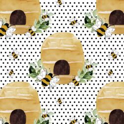 Busy Beehive in Onyx Polka Dots