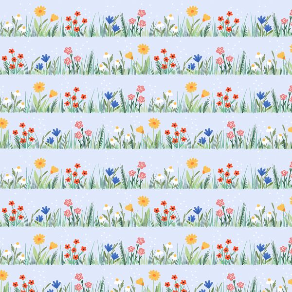 Flower Rows in Cloud Blue