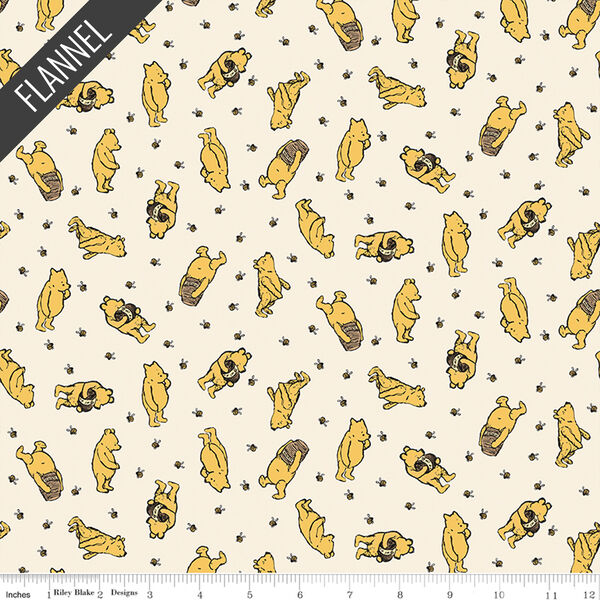 Winnie the Pooh Toss Flannel in Cream