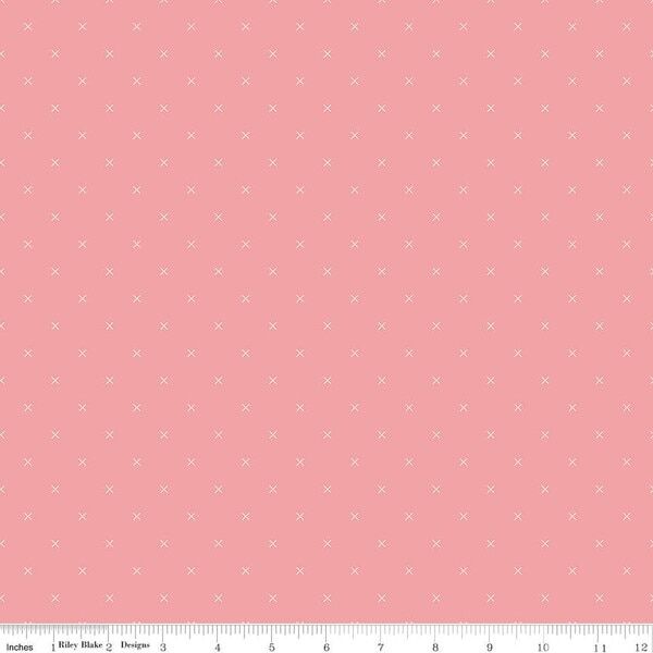 Bee Cross Stitch in Coral