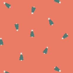 Tiny Tossed Christmas Trees in Bright Berry Red
