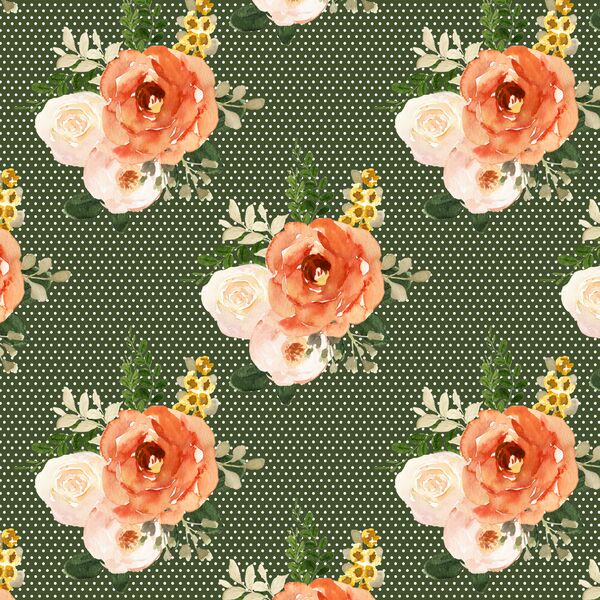 Parisian Bouquet in Olive Green Polka Dots