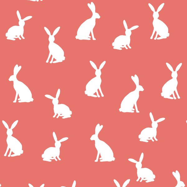 Cottontail Silhouette in Living Coral