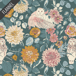 Owl Things Floral Flannel in Willow