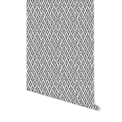 Ikat Diamonds in Charcoal on Cream
