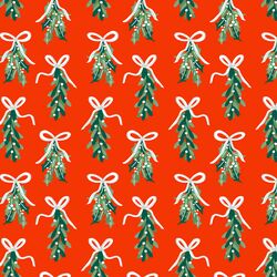 Mistletoe and Holly in Festive Red