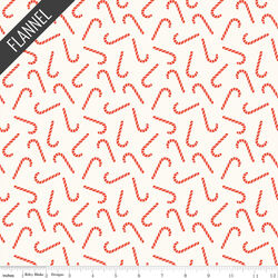 Candy Canes Flannel in Cream