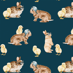 Cool Bunnies and Chicks in Navy
