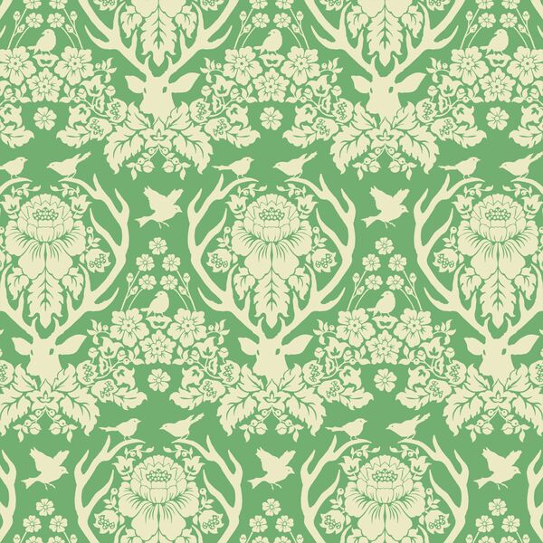 Little Antler Damask in Green Tea